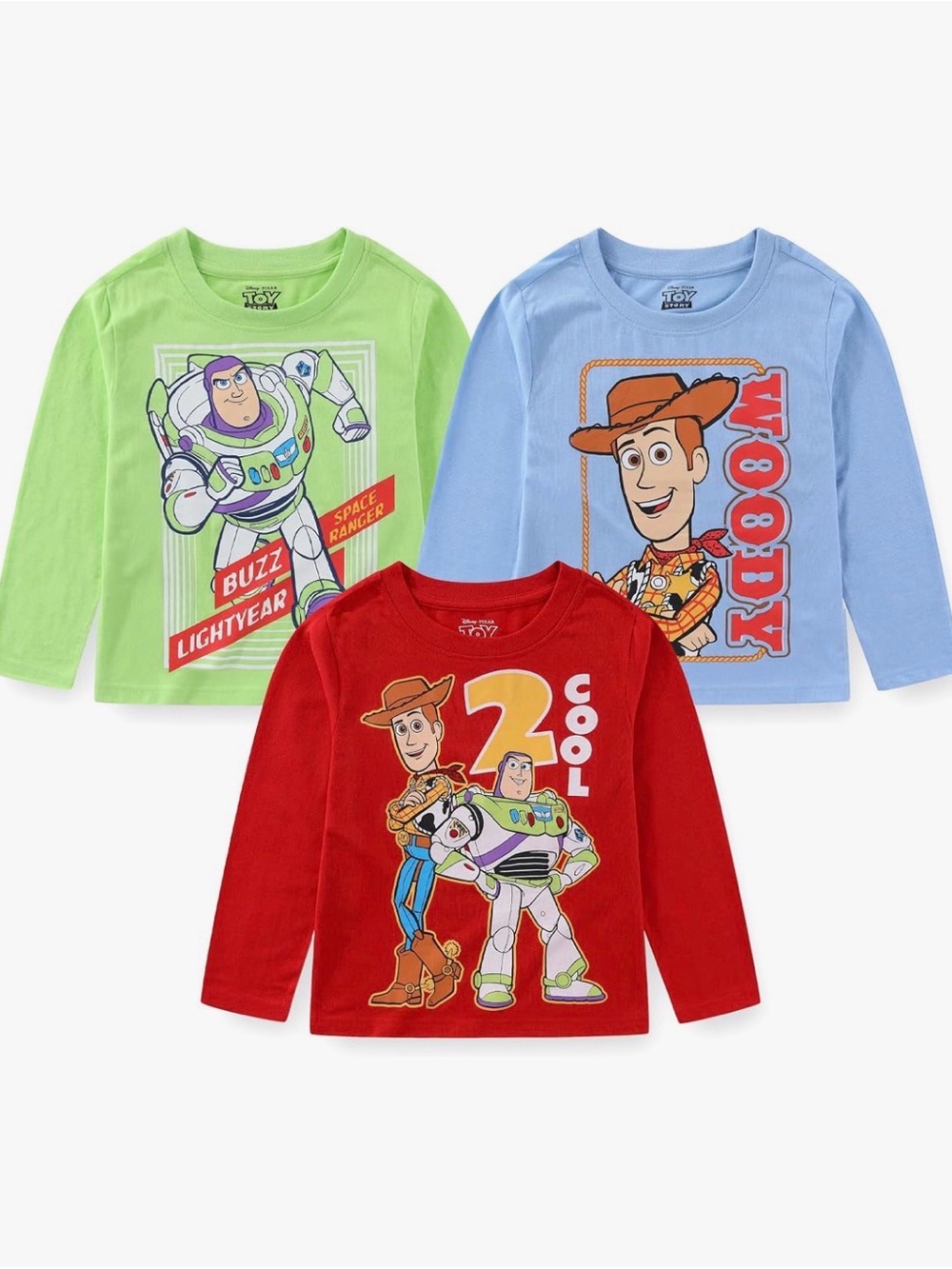Disney Toy Story Boys Long Sleeve Shirt 3 Pack, size 4